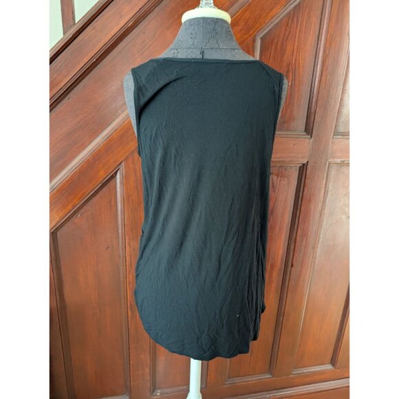 Loft Womens Black Sleeveless Top With Crochet Stripe Detail Size M - Picture 3 of 7
